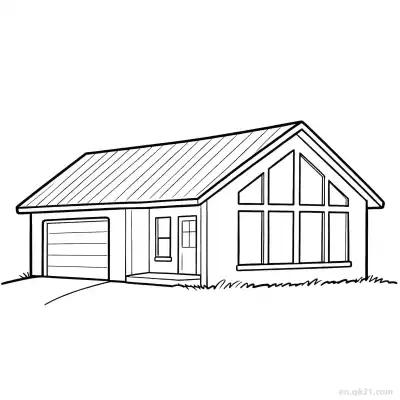 Free printable Simple House with Garage  Coloring Page - Free PDF Printable House Coloring Sheets coloring page