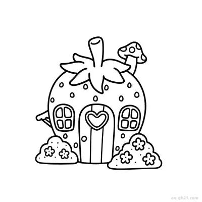 Free printable Strawberry Shaped House  Coloring Page - Free PDF Printable House Coloring Sheets coloring page