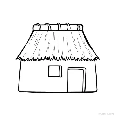 Free printable Thatched Roof Hut  Coloring Page - Free PDF Printable House Coloring Sheets coloring page