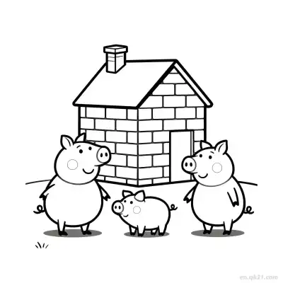 Free printable Three Little Pigs Brick House 1 Coloring Page - Free PDF Printable House Coloring Sheets coloring page