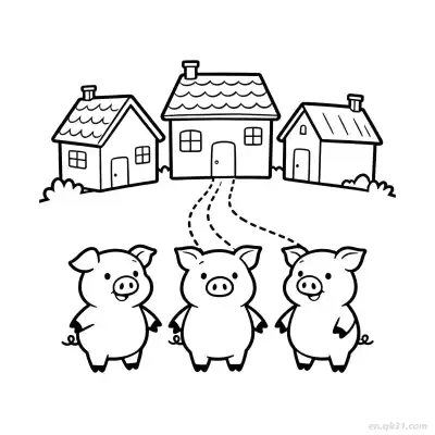 Free printable Three Little Pigs Brick House 2 Coloring Page - Free PDF Printable House Coloring Sheets coloring page