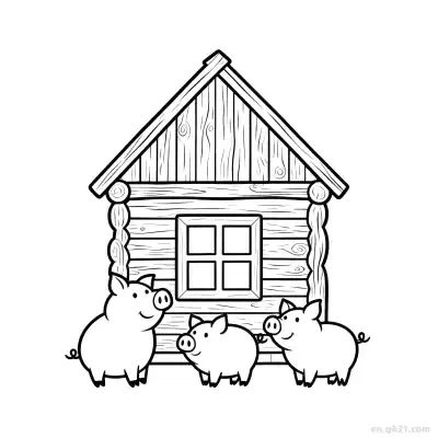 Free printable Three Little Pigs Rice Hut  Coloring Page - Free PDF Printable House Coloring Sheets coloring page