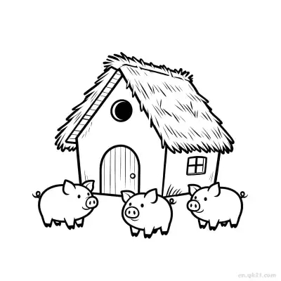 Free printable Three Little Pigs Straw House  Coloring Page - Free PDF Printable House Coloring Sheets coloring page