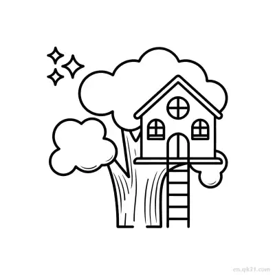 Free printable Tree House  Coloring Page - Free PDF Printable House Coloring Sheets coloring page