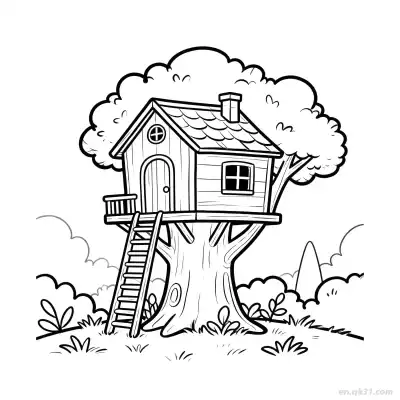 Free printable Treehouse  Coloring Page - Free PDF Printable House Coloring Sheets coloring page