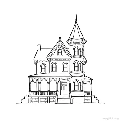Free printable Victorian Mansion  Coloring Page - Free PDF Printable House Coloring Sheets coloring page