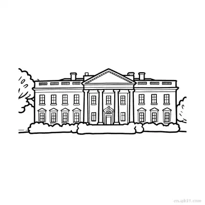 Free printable White House  Coloring Page - Free PDF Printable House Coloring Sheets coloring page