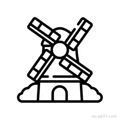 Free printable Windmill House  Coloring Page - Free PDF Printable House Coloring Sheets coloring page
