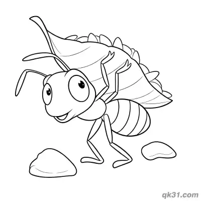 Ant Carrying Large Leaf Coloring Page