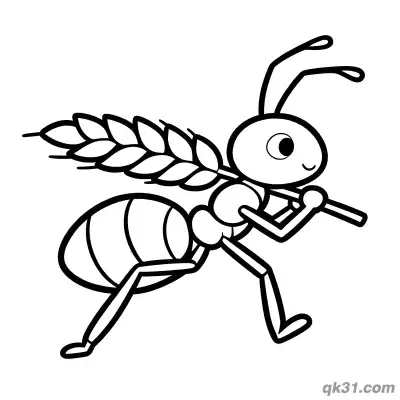 Ant Carrying Wheat Ear Coloring Page