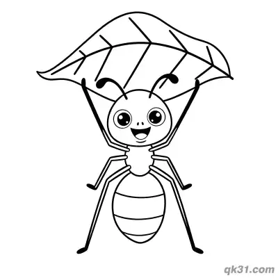 Ant Holding Leaf Over Head Coloring Page