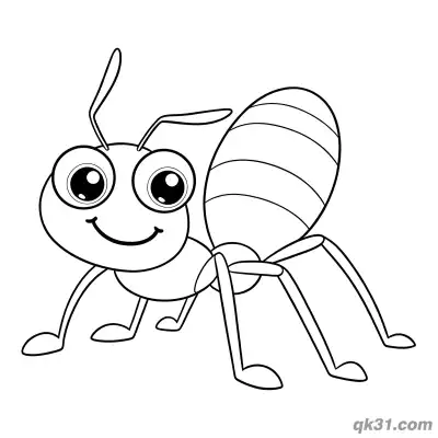 Crawling Striped Ant Smiling Coloring Page