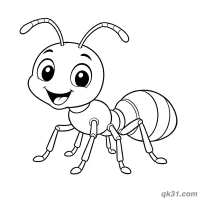 Cute Cartoon Ant Smiling Face Coloring Page