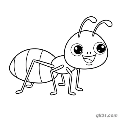 Cute Q Version Ant Front View Coloring Page