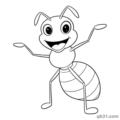 Happy Ant with Open Arms Celebration Coloring Page