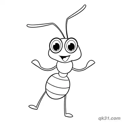 Jumping Happy Ant Celebration Coloring Page