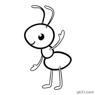 Minimalist Ant Waving Hand Coloring Page
