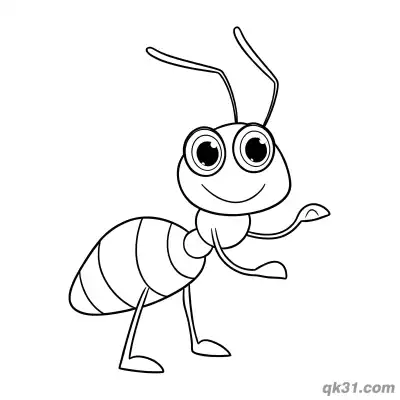 Free printable Side View Ant Smiling with Hand Up Coloring Page coloring page