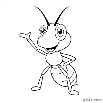 Free printable Side View Ant Waving Hand Coloring Page coloring page
