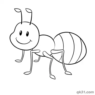 Free printable Simple Smiling Ant Crawling Line Art Coloring Page coloring page