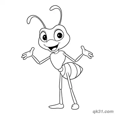 Free printable Standing Ant Greeting with Open Arms Coloring Page coloring page