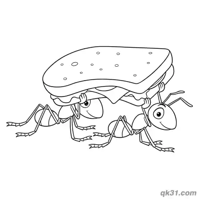 Free printable Two Ants Carrying Sandwich Coloring Page coloring page