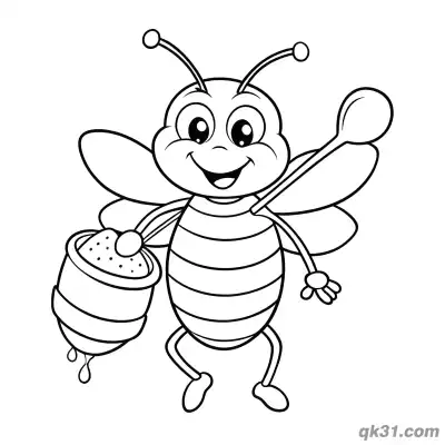 Bee Holding Honey Pot Coloring Page