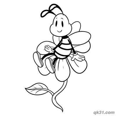 Bee Resting on Flower Coloring Page