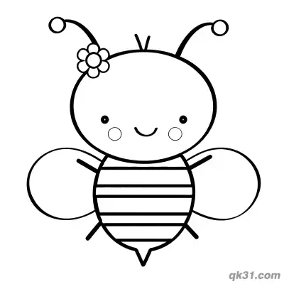 Cute Bee with Tiny Flower Coloring Page