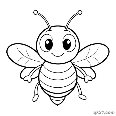 Cute Standard Bee Front View Coloring Page