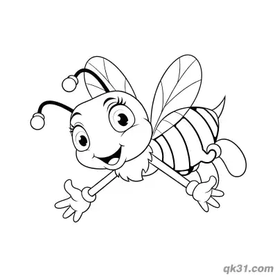 Diving Bee Flying Coloring Page