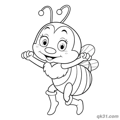 Energetic Bee Jumping Coloring Page