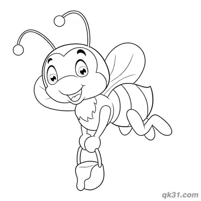 Flying Bee Carrying Honey Bucket Coloring Page