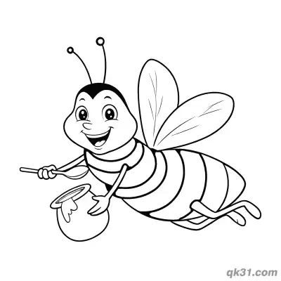 Flying Bee Harvesting Honey Coloring Page