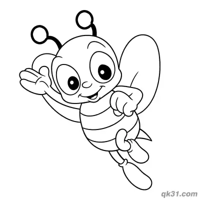 Flying Bee Waving Hand Coloring Page