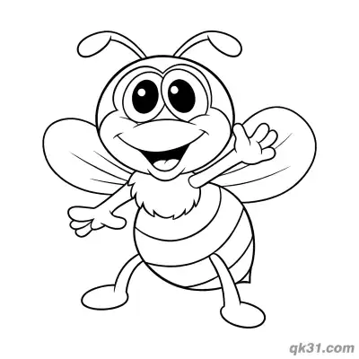 Happy Standing Bee Greeting Coloring Page