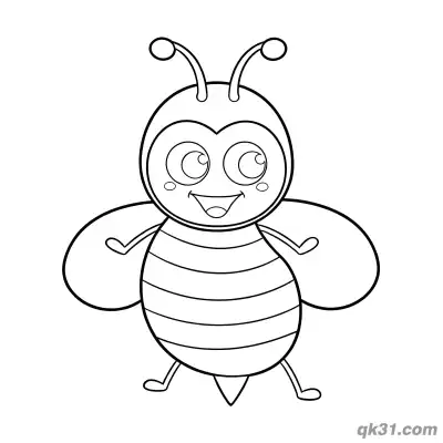 Heart Face Happy Bee Coloring Page