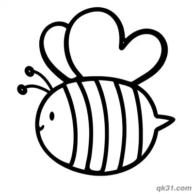 Heart Wings Cute Bee Coloring Page