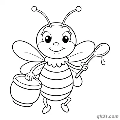 Honey Bee with Ladle Coloring Page