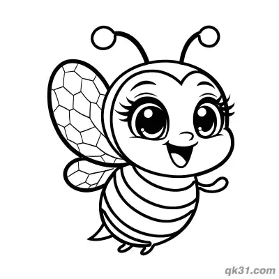 Honeycomb Wings Big Eyes Bee Coloring Page