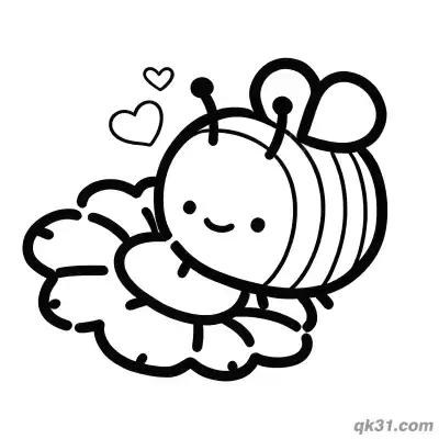 Mini Bee on Flower Coloring Page