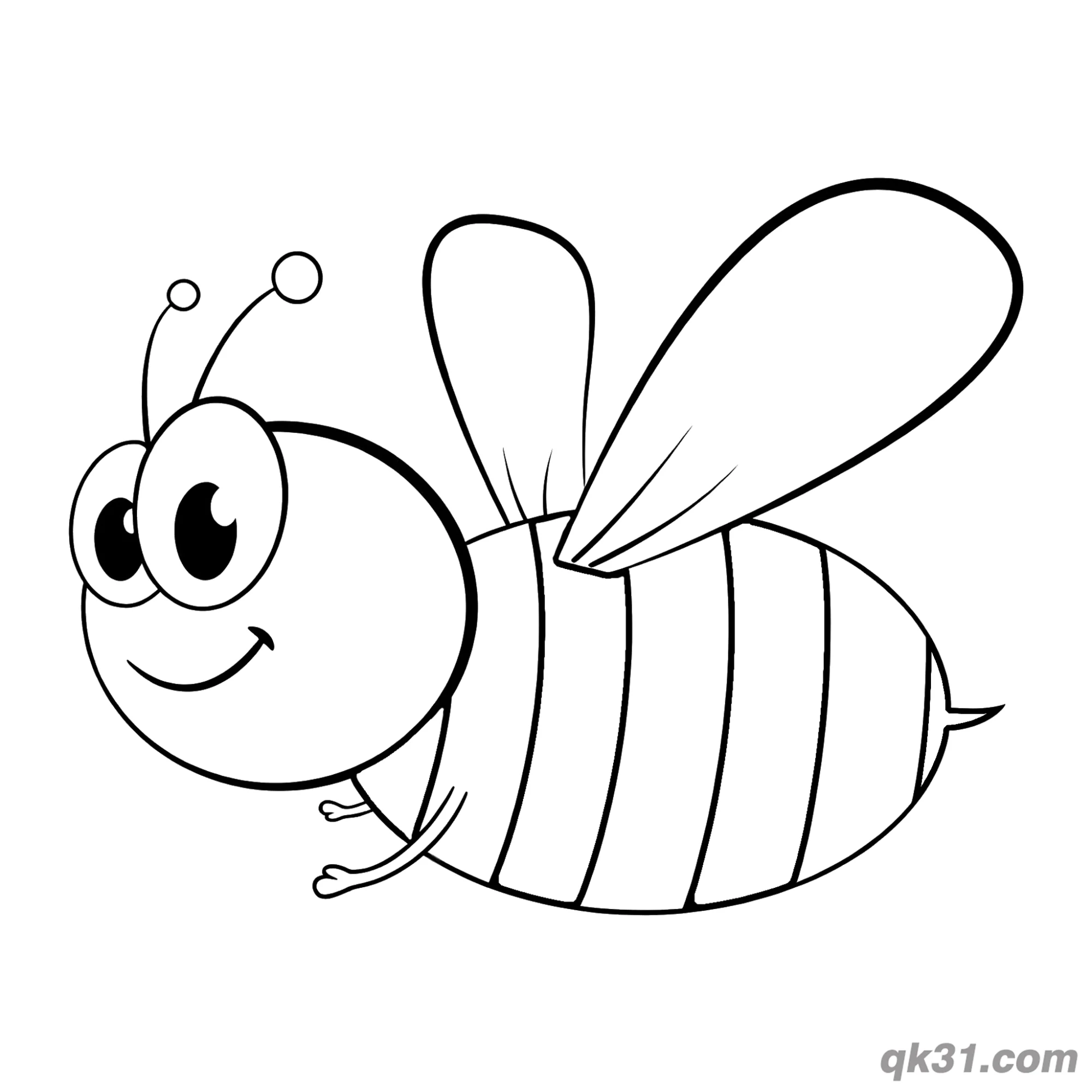 Side Profile Flying Bee Coloring Page – Free Printable Coloring Page for Kids and Adults