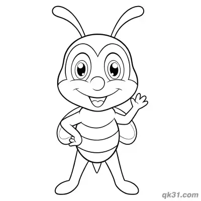 Free printable Standard Bee Standing Pose Coloring Page coloring page
