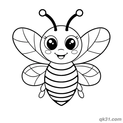 Free printable Standard Symmetrical Bee Pose Coloring Page coloring page