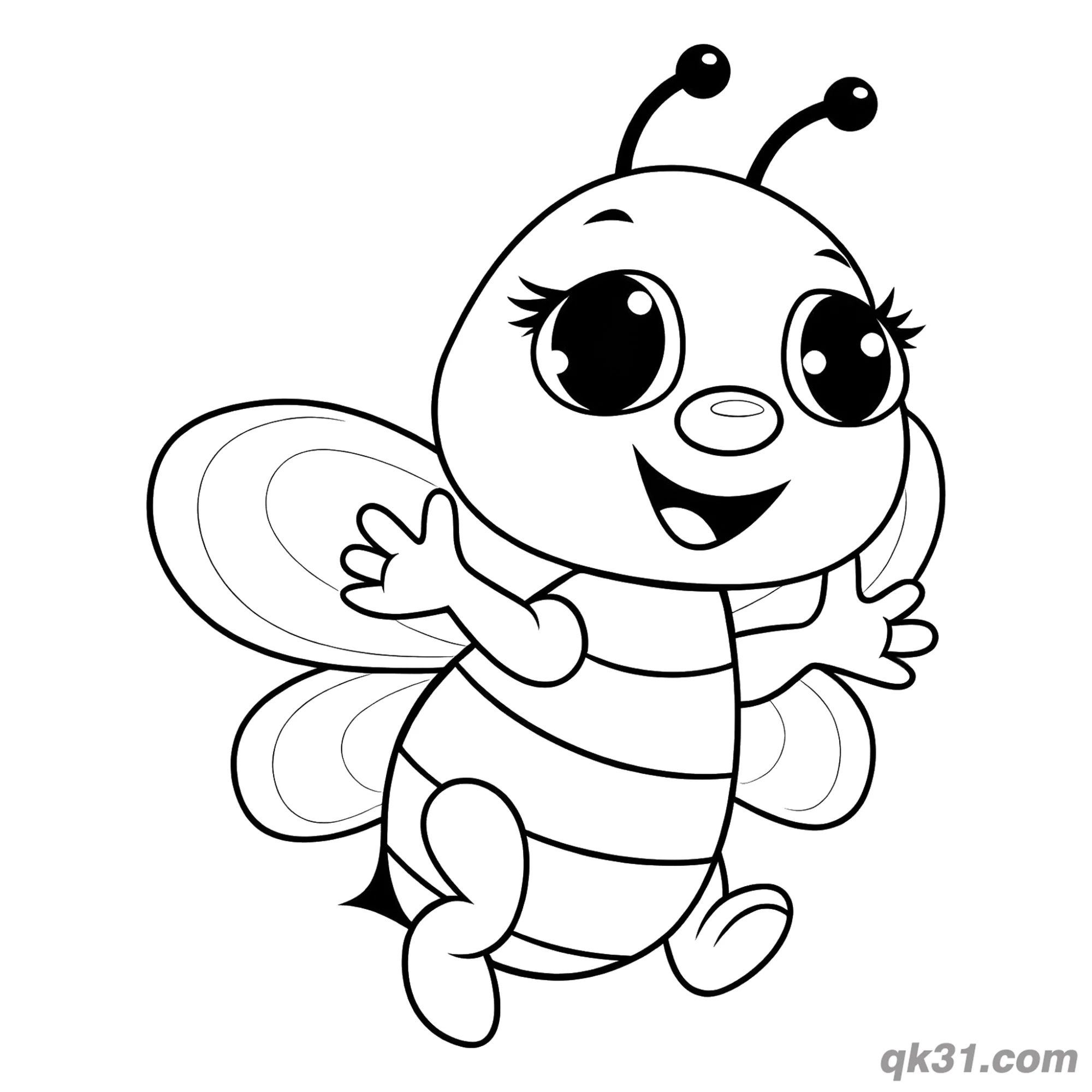 Take Off Bee Waving Coloring Page – Free Printable Coloring Page for Kids and Adults