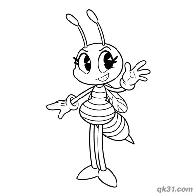 Free printable Tall Anthropomorphic Bee Coloring Page coloring page