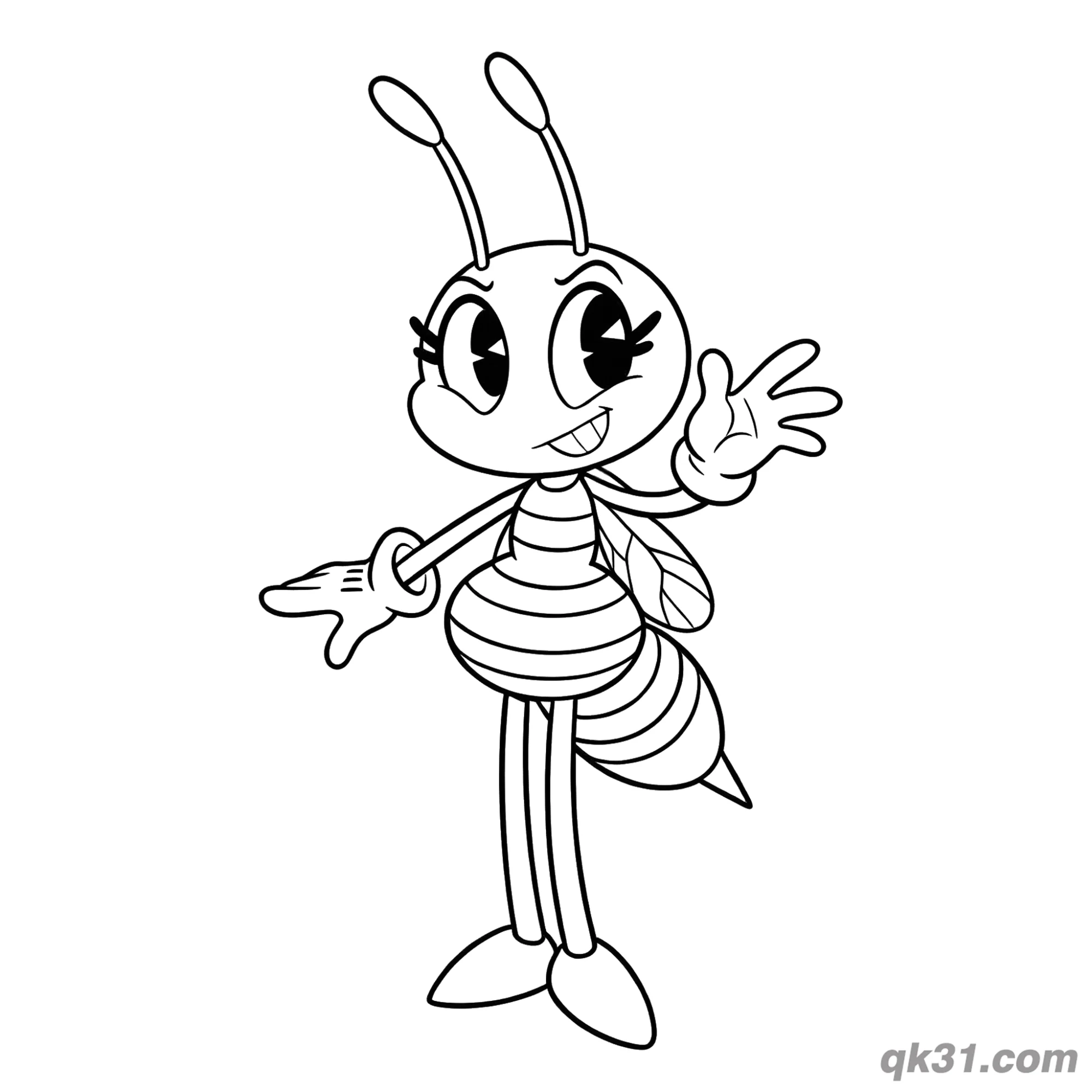 Tall Anthropomorphic Bee Coloring Page – Free Printable Coloring Page for Kids and Adults