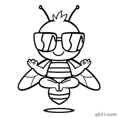 Free printable Zen Bee with Sunglasses Meditating Coloring Page coloring page