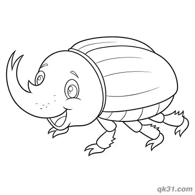Cartoon Rhinoceros Beetle Profile Coloring Page