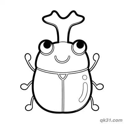 Cute Q Version Rhinoceros Beetle Coloring Page